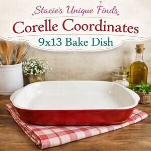 Corelle Coordinates Red Rectangular Bake Dish 9x13 Vitrelle USA